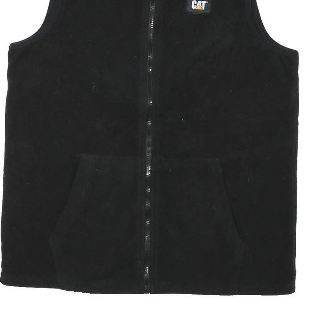 CAT Mens Black Zip Fleece Jacket M Polyester Blend Casual Workwear Vest