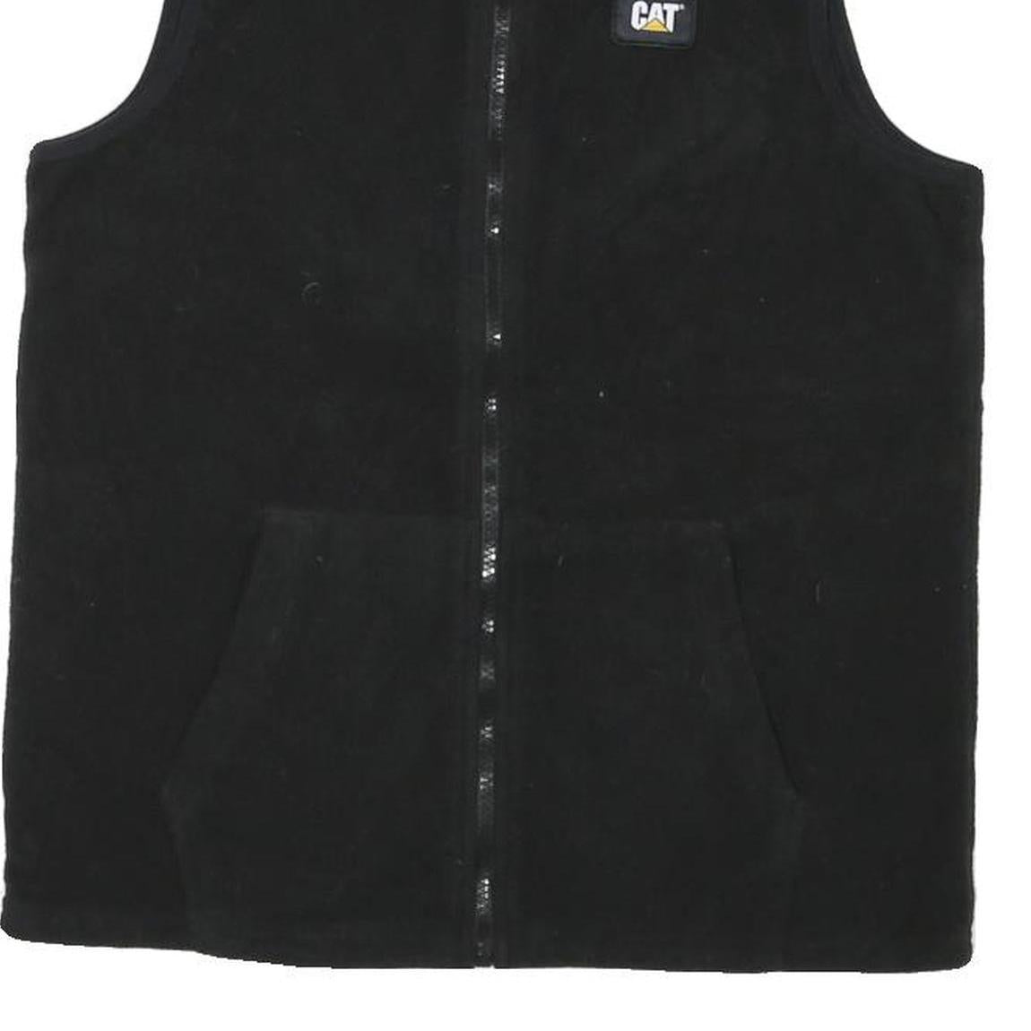 CAT Mens Black Zip Fleece Jacket M Polyester Blend Casual Workwear Vest