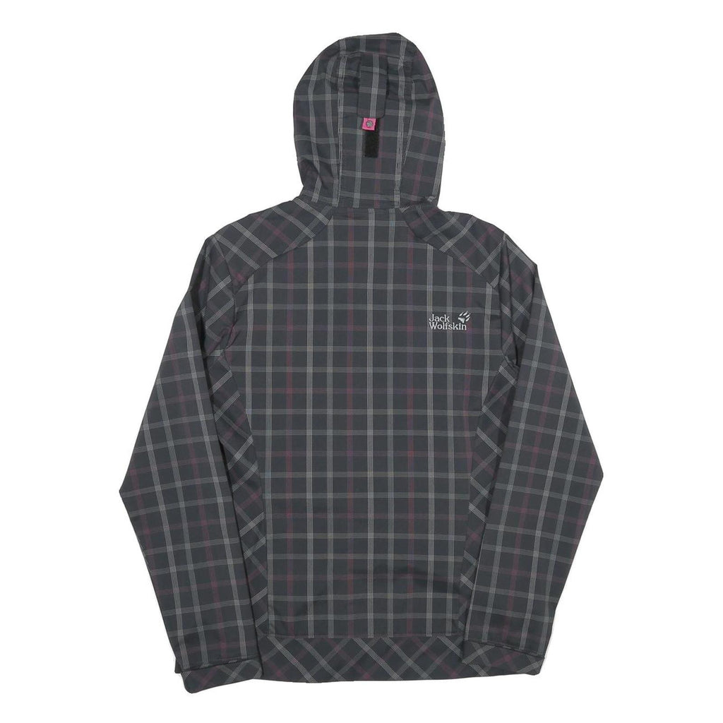 JACK WOLFSKIN Womens Black & Grey Checked Outdoor Jacket UK 10 Polyester Blend