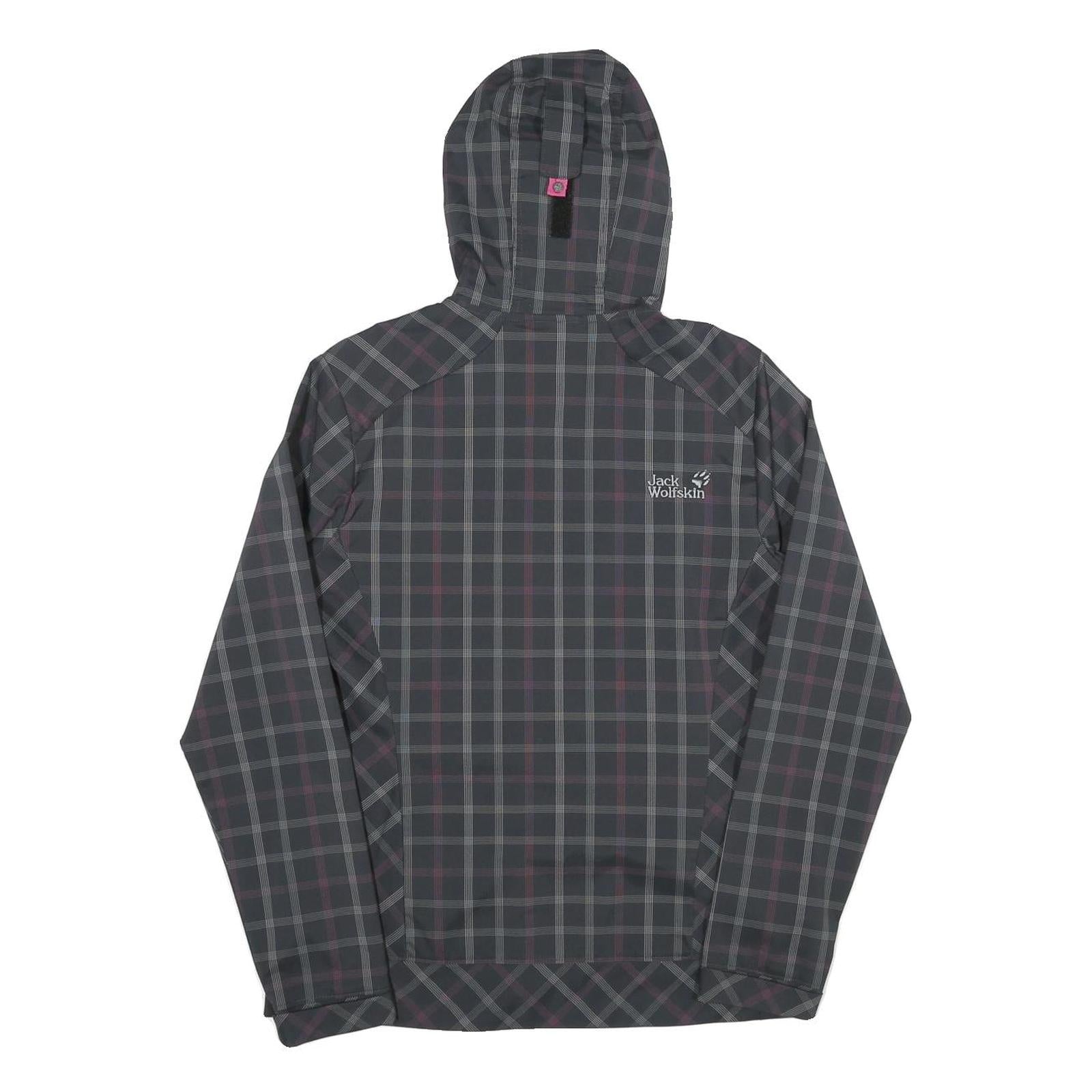 JACK WOLFSKIN Womens Black & Grey Checked Outdoor Jacket UK 10 Polyester Blend