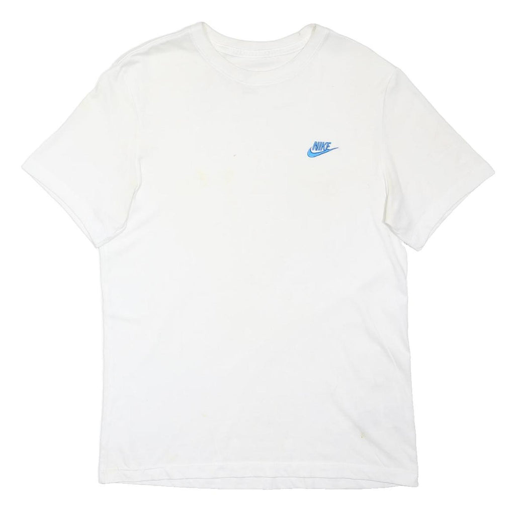 NIKE Mens White T-Shirt M Short Sleeve Crew Neck Cotton Blend Casual Logo Print