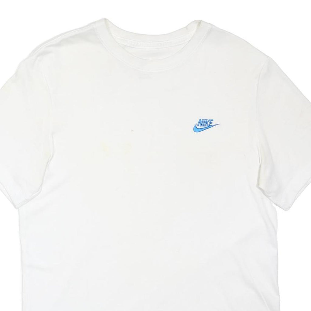 NIKE Mens White T-Shirt M Short Sleeve Crew Neck Cotton Blend Casual Logo Print
