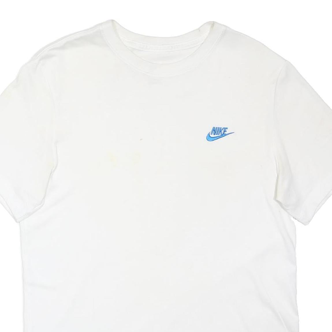 NIKE Mens White T-Shirt M Short Sleeve Crew Neck Cotton Blend Casual Logo Print