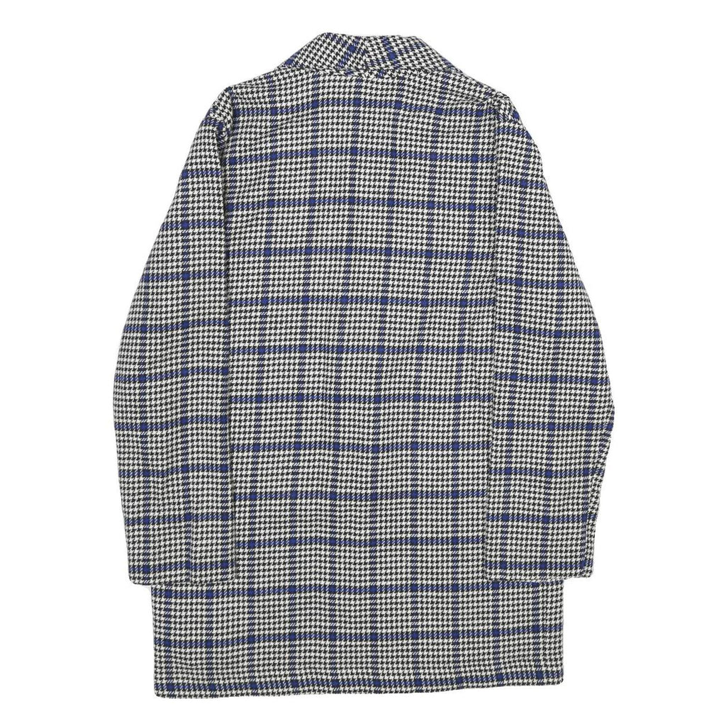 MICHAEL LEWIS Womens Blue & Black Check Jacket XL Wool Blend Classic Tailored