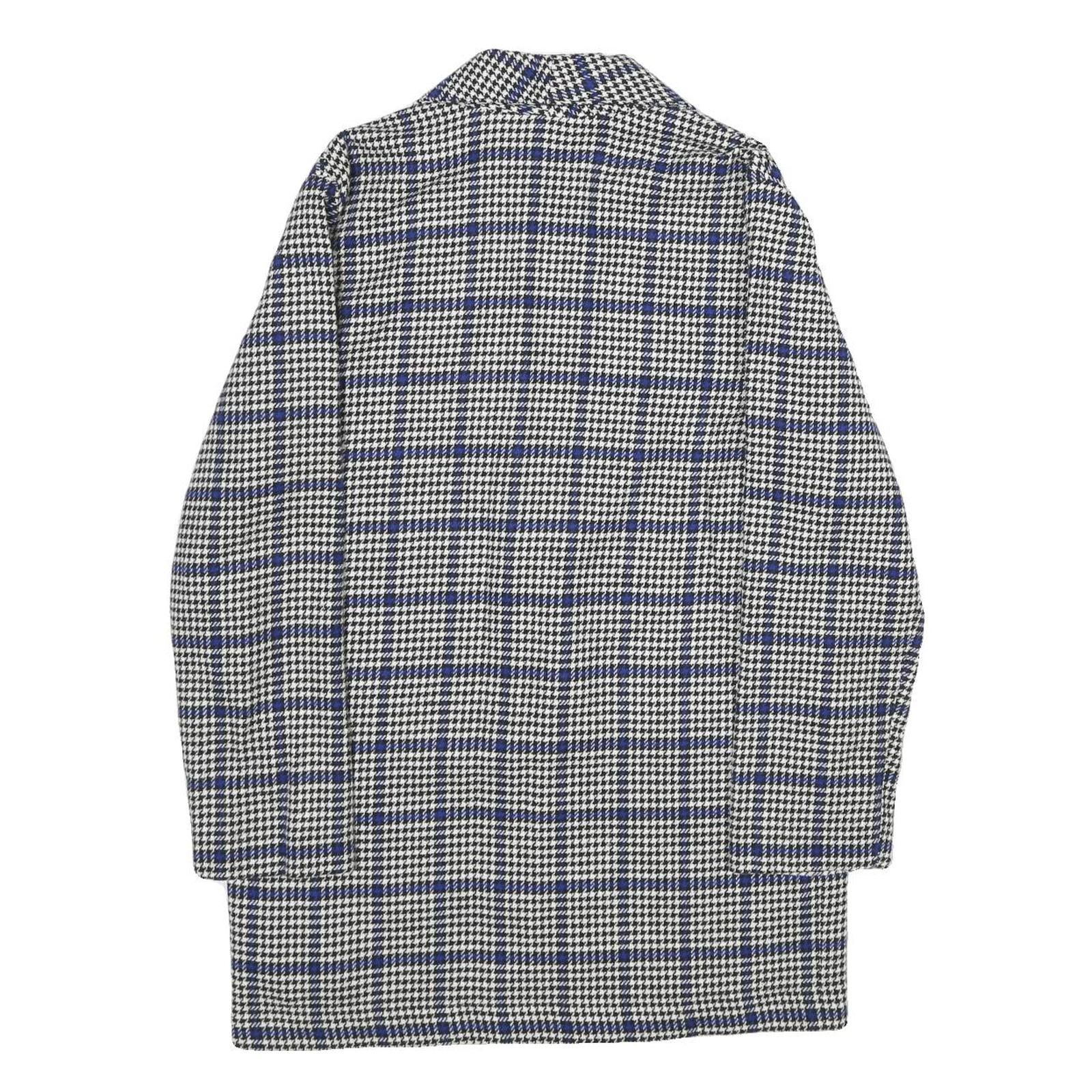 MICHAEL LEWIS Womens Blue & Black Check Jacket XL Wool Blend Classic Tailored