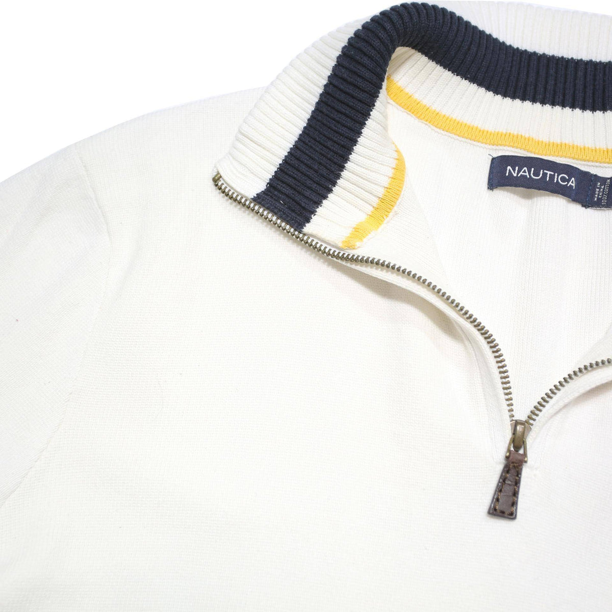 NAUTICA Mens White Pullover Plain V-Neck Basic Knit M Cotton Blend Jumper