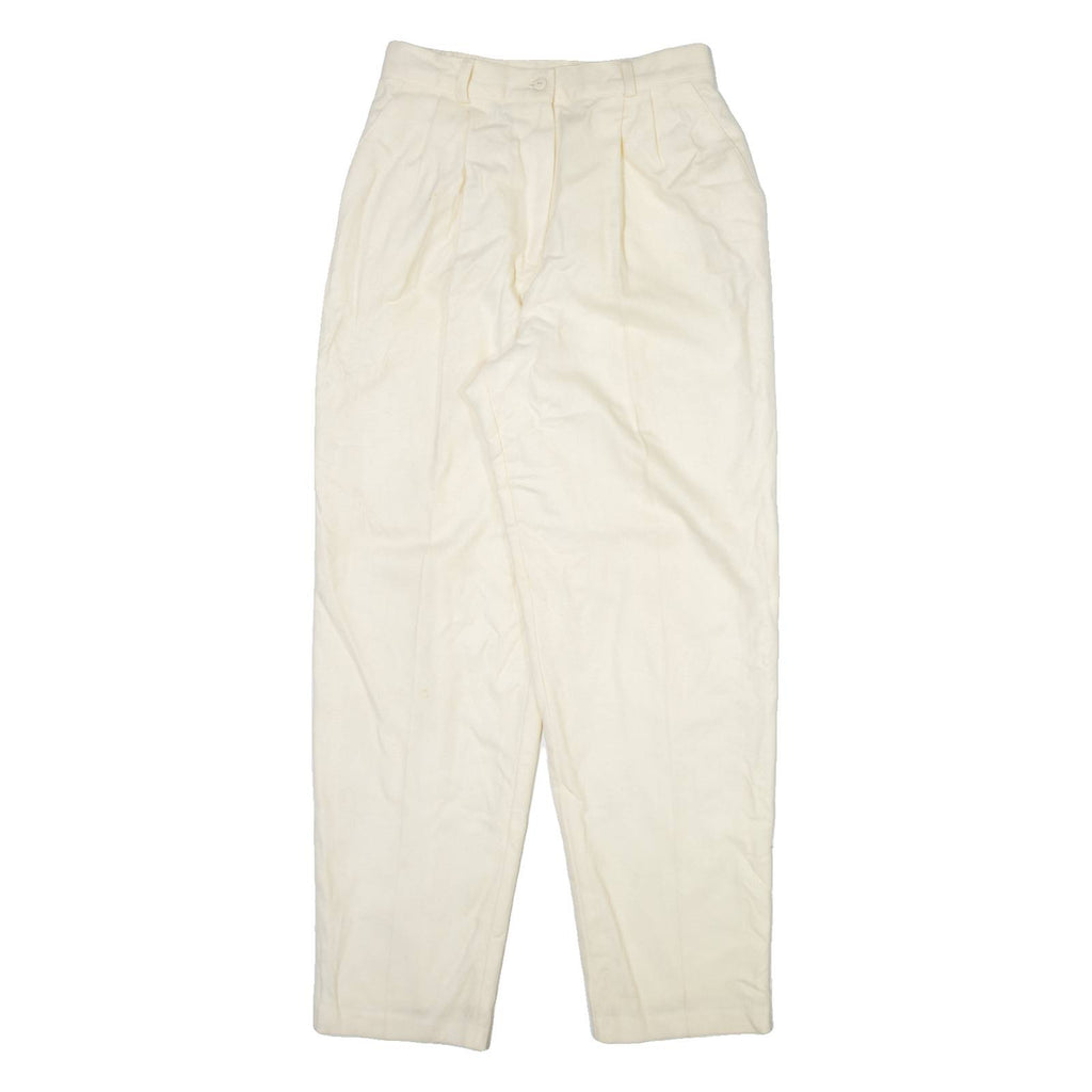 REQUIREMENTS Womens Trousers Cream Relaxed Tapered Wool W26 L30