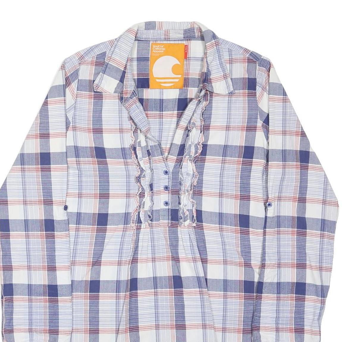 SOULCAL Womens Blue & Red Check Printed Shirt Long Sleeve Button Neck UK 16