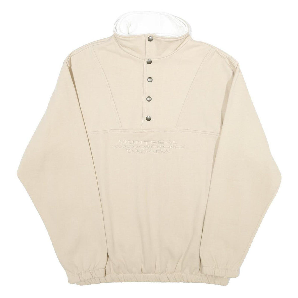 Mens Beige Cotton Blend Sweatshirt Pullover M High Neck Montreal Canada