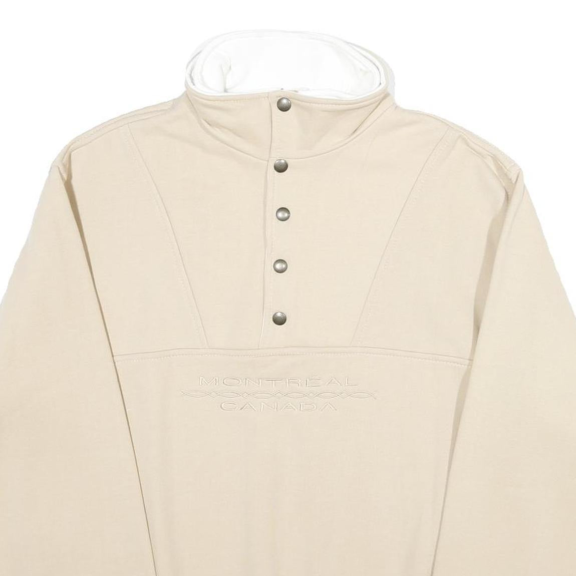 Mens Beige Cotton Blend Sweatshirt Pullover M High Neck Montreal Canada