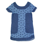 TOMMY HILFIGER Stars Womens Shift Dress Blue Short Sleeve Knee Length M