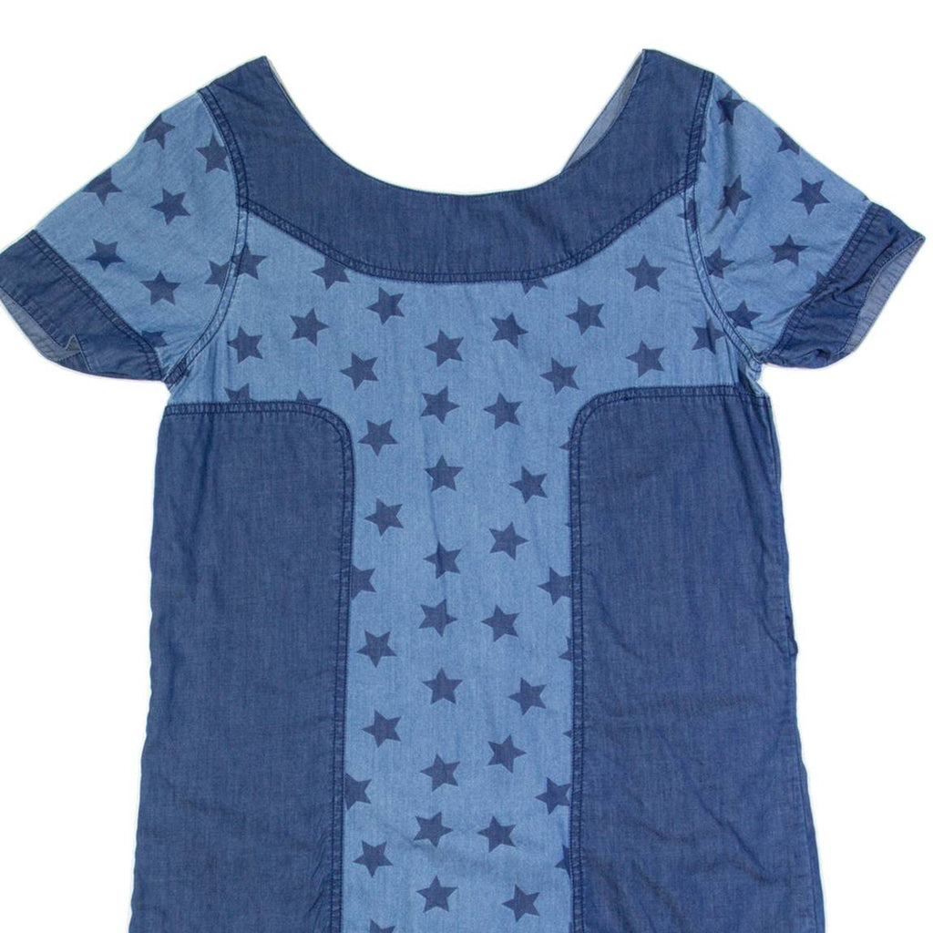 TOMMY HILFIGER Stars Womens Shift Dress Blue Short Sleeve Knee Length M