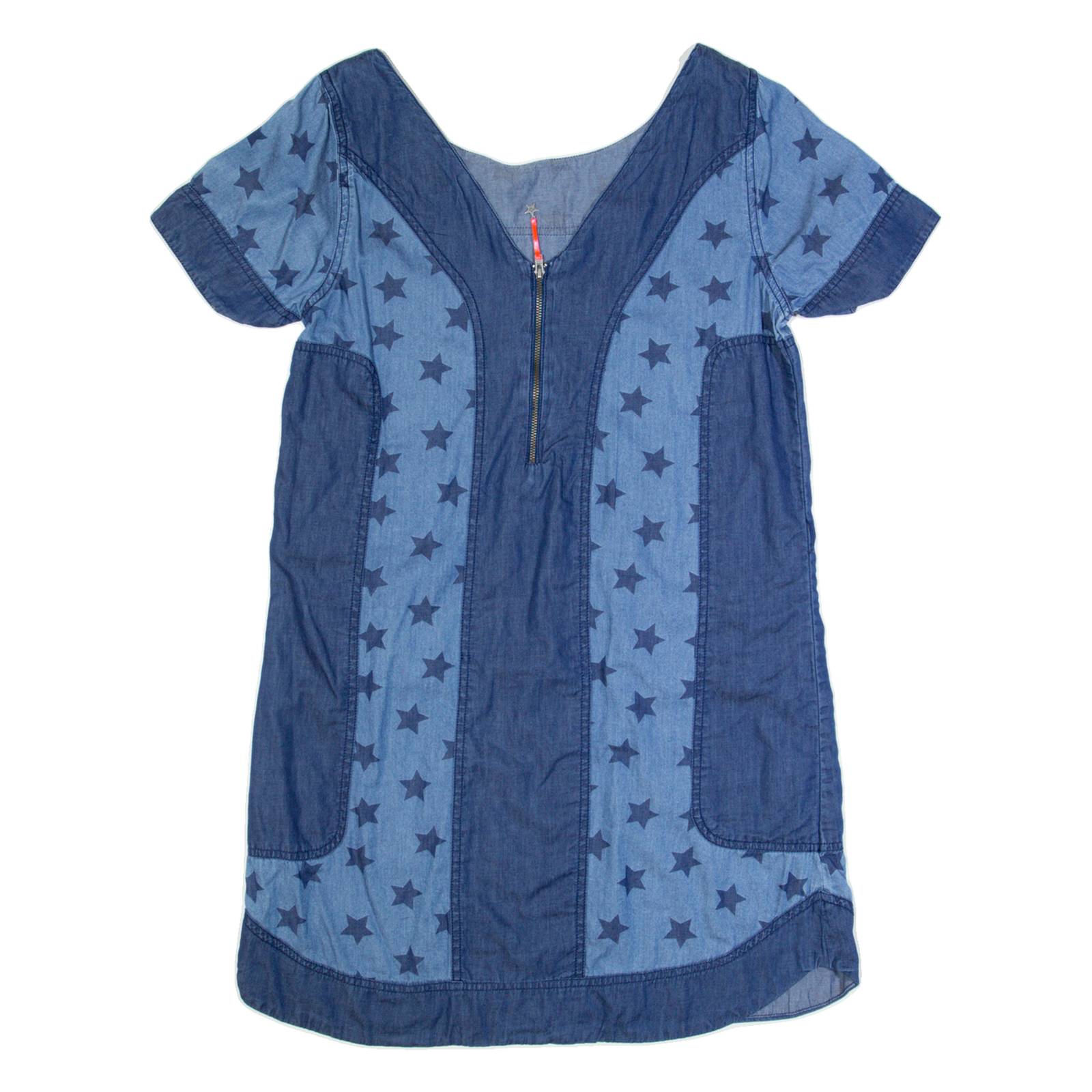 TOMMY HILFIGER Stars Womens Shift Dress Blue Short Sleeve Knee Length M