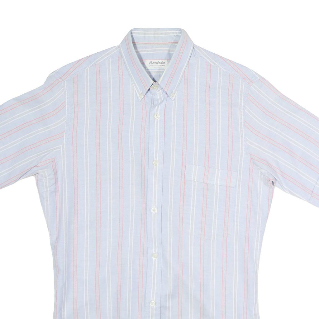 RESISTO Mens Shirt Blue 80s Striped S