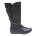 GEOX Womens Black Leather Mid Calf Boots UK 6 Warm Faux Fur Comfortable Winter