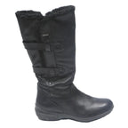 GEOX Womens Black Leather Mid Calf Boots UK 6 Warm Faux Fur Comfortable Winter