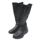GEOX Womens Black Leather Mid Calf Boots UK 6 Warm Faux Fur Comfortable Winter