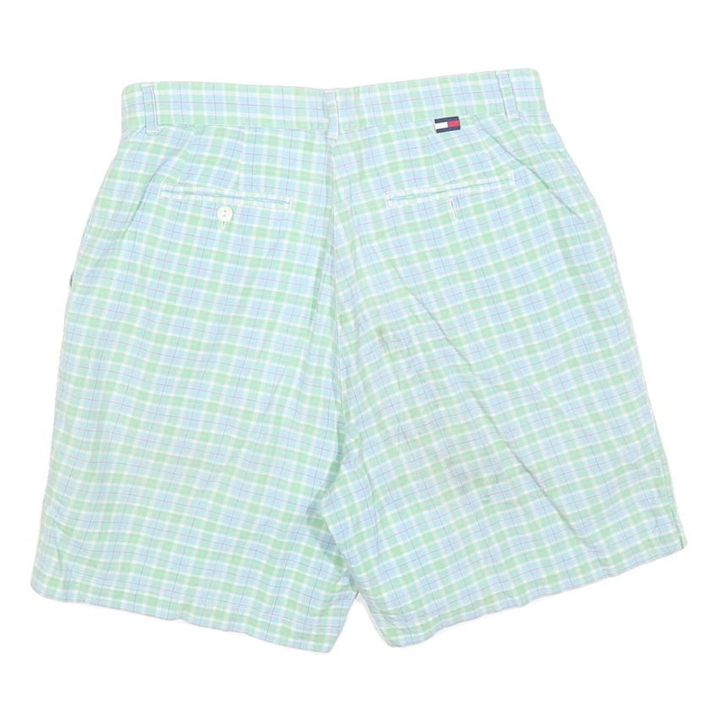 TOMMY HILFIGER Womens Pastel Green Blue Check Casual Shorts M W30 Summer Style