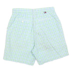 TOMMY HILFIGER Womens Pastel Green Blue Check Casual Shorts M W30 Summer Style