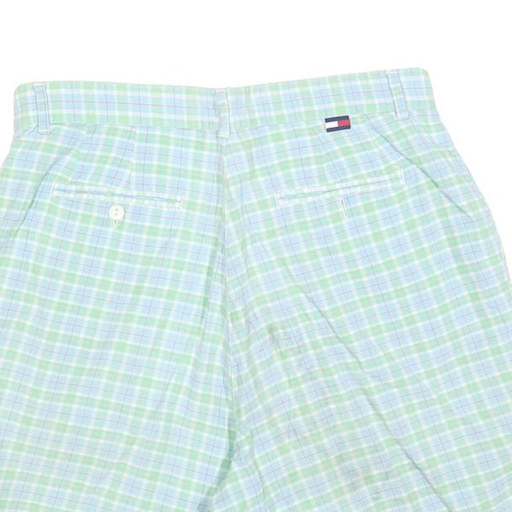 TOMMY HILFIGER Womens Pastel Green Blue Check Casual Shorts M W30 Summer Style