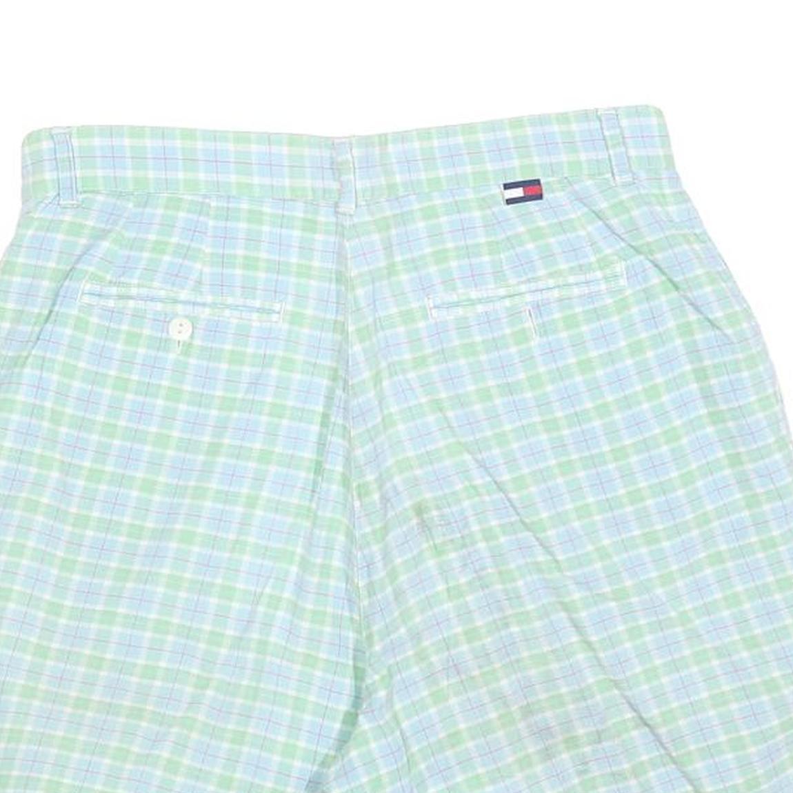 TOMMY HILFIGER Womens Pastel Green Blue Check Casual Shorts M W30 Summer Style