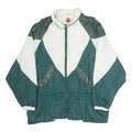 BEST UNITED GARMENTS Womens White & Green Retro Nylon Jacket XL Zip Athletic Fit