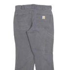 CARHARTT Mens Relaxed Grey Cotton Blend Trousers W33 L30 Workwear Casual Zip