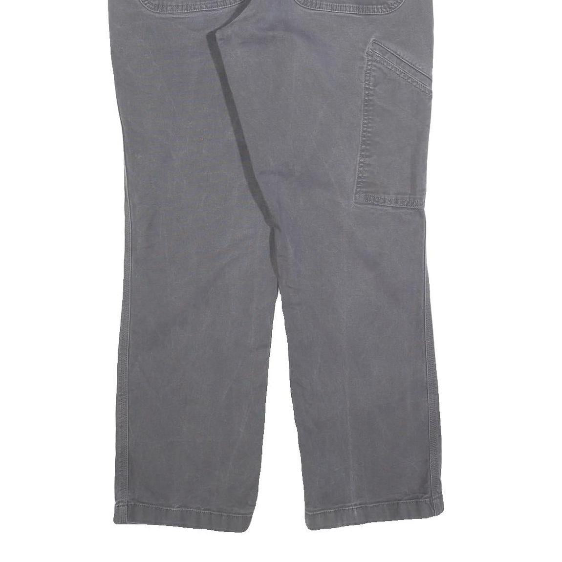 CARHARTT Mens Relaxed Grey Cotton Blend Trousers W33 L30 Workwear Casual Zip