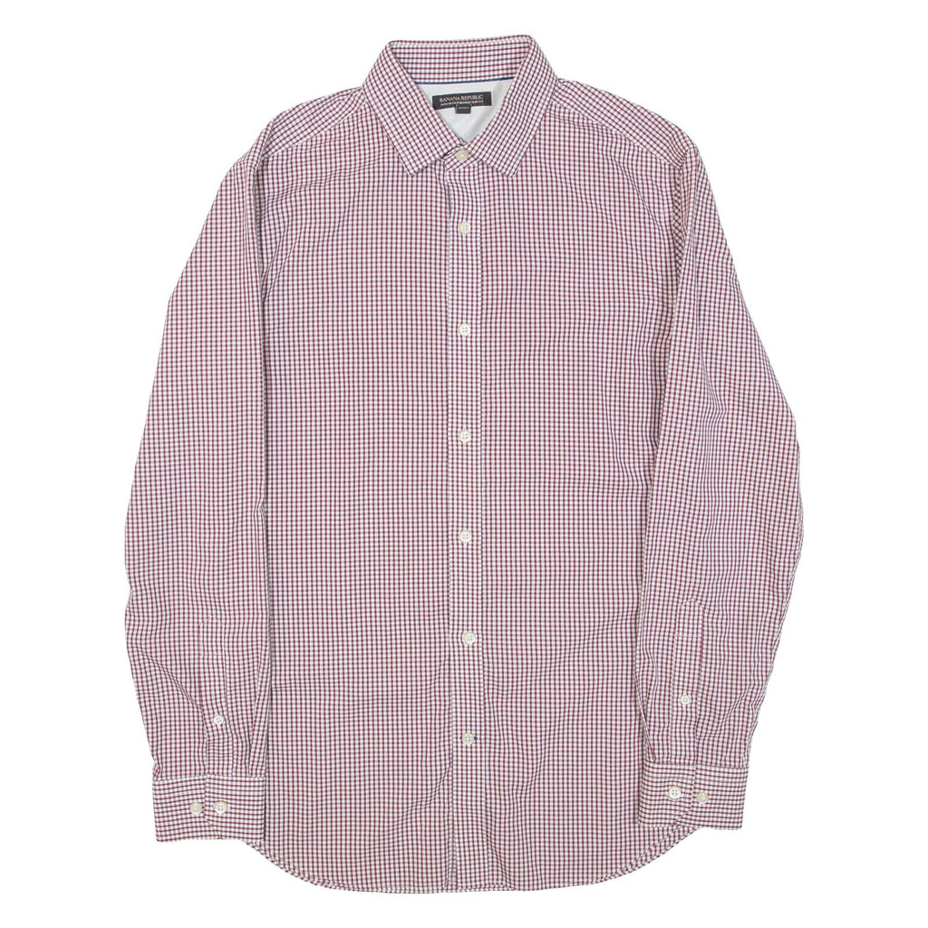 BANANA REPUBLIC Mens Shirt Maroon Gingham Long Sleeve M