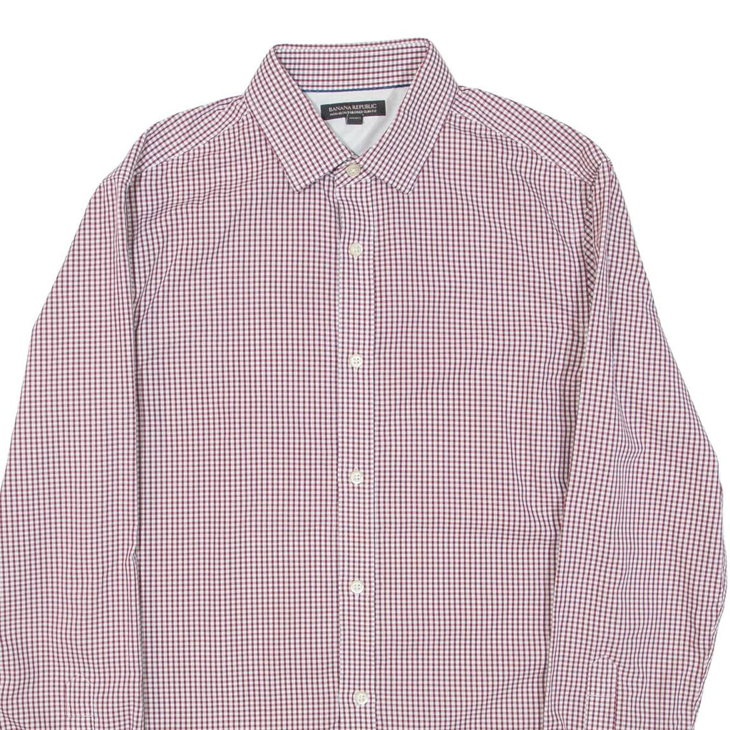 BANANA REPUBLIC Mens Shirt Maroon Gingham Long Sleeve M