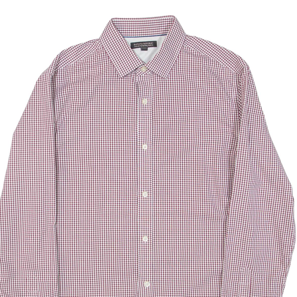 BANANA REPUBLIC Mens Shirt Maroon Gingham Long Sleeve M