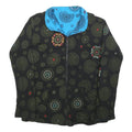 Womens Black & Blue Reversible Embroidered Cotton Blend Zip Jacket M Print