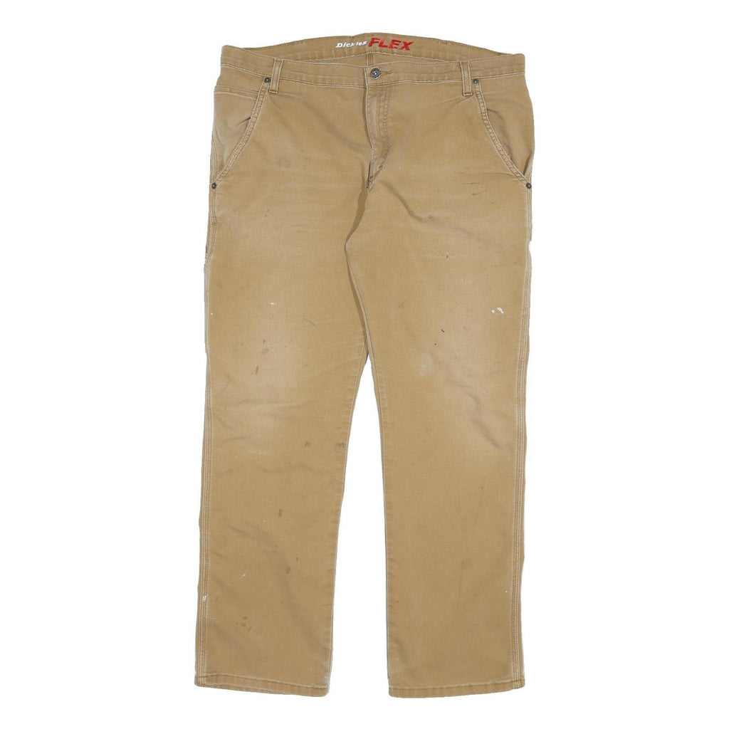 DICKIES Mens Cotton Blend Beige Regular Straight Trousers W38 L30 Workwear