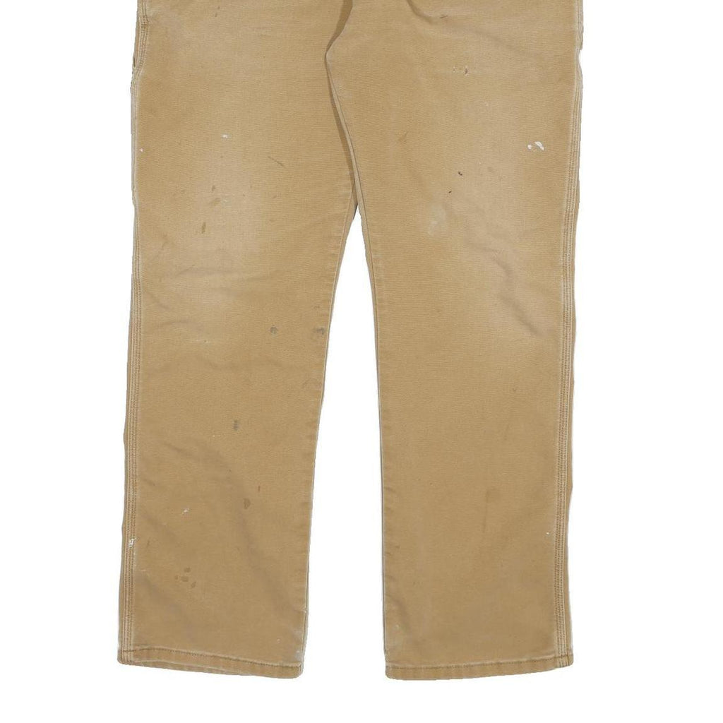 DICKIES Mens Cotton Blend Beige Regular Straight Trousers W38 L30 Workwear