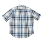 NAUTICA Mens Blue & Grey Check Shirt XL Short Sleeve Cotton Blend Casual