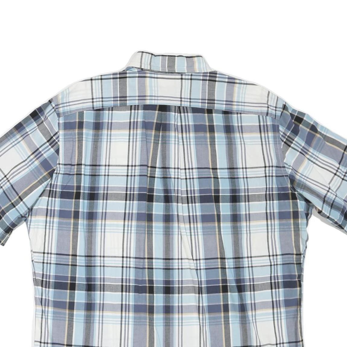NAUTICA Mens Blue & Grey Check Shirt XL Short Sleeve Cotton Blend Casual
