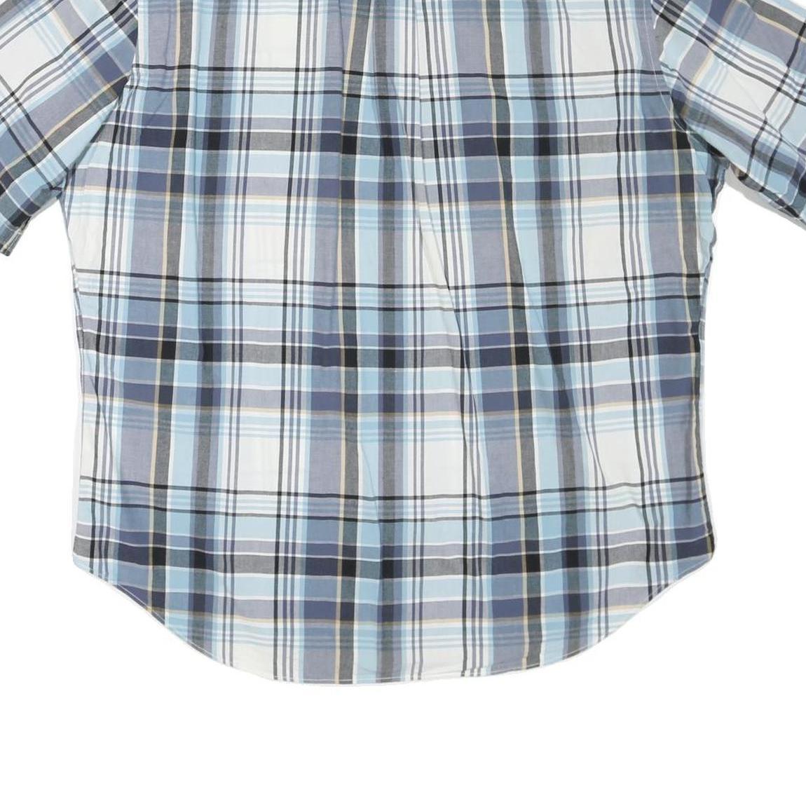 NAUTICA Mens Blue & Grey Check Shirt XL Short Sleeve Cotton Blend Casual