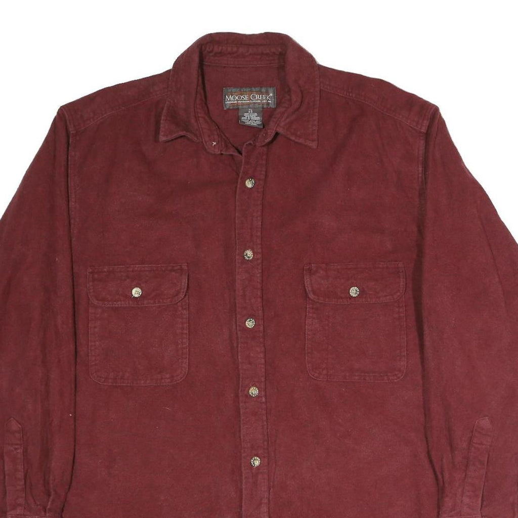 MOOSE AND CREEK Mens Maroon Shirt XL Button Front Cotton Pockets Casual