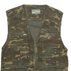 OUTDOOR Mens Green Camouflage Gilet L Cotton Woven Military Cargo Pockets