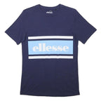 ELLESSE Mens Navy Blue Graphic T-Shirt S Short Sleeve Crew Neck Logo Print