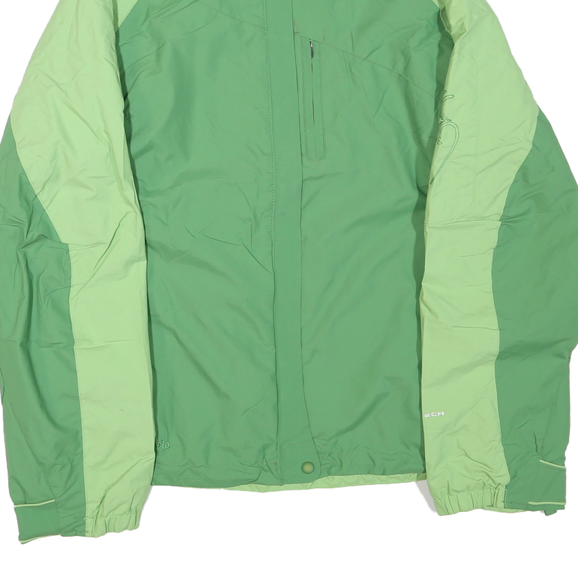 COLUMBIA Womens Green & Light Green Outdoor Jacket M Polyester Blend Zip Sport