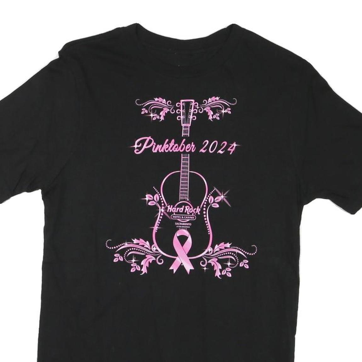 HARD ROCK CAFE Womens Black Pinktober 2024 Graphic T-Shirt S Short Sleeve Crew