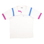 FILA Mens White & Blue Polo Shirt XL Short Sleeve Cotton Classic Sport