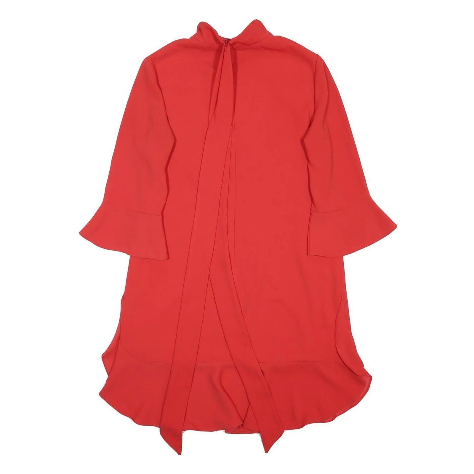 KAREN MILLEN Womens Red Day Polyester Plain 3/4 Sleeve Knee Length UK 14 Dress