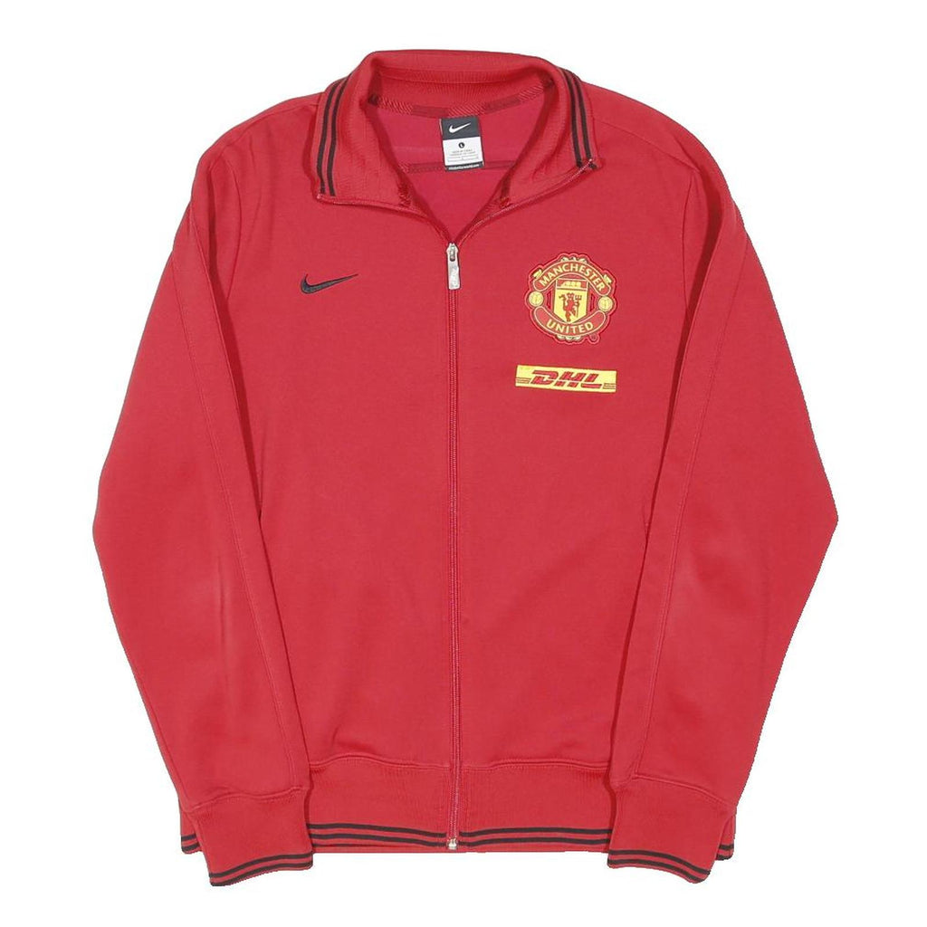 NIKE Mens Red Manchester United Zip Jacket L Polyester Blend Sportswear