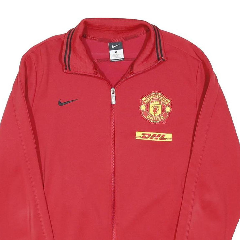 NIKE Mens Red Manchester United Zip Jacket L Polyester Blend Sportswear
