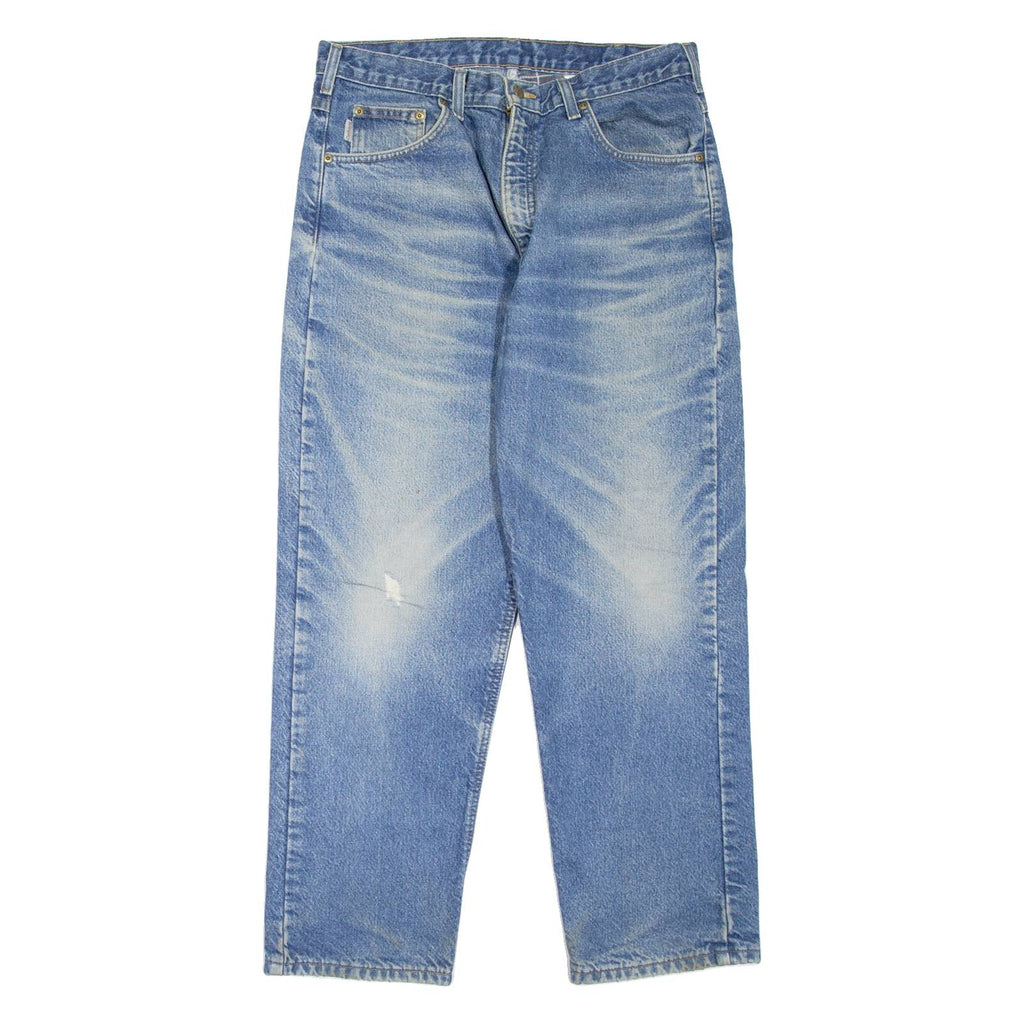 CARHARTT Blanket Lined Workwear Mens Jeans Blue Tapered Stone Wash W35 L30