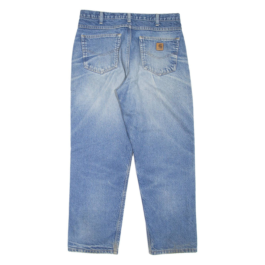 CARHARTT Blanket Lined Workwear Mens Jeans Blue Tapered Stone Wash W35 L30