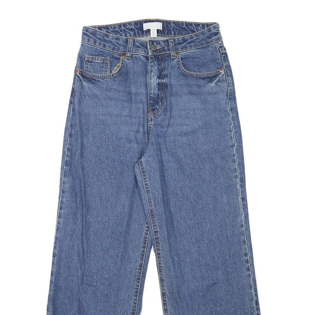 H&M Womens Relaxed Blue Denim Raw Hem Wide-Leg Jeans W27 L27 Relaxed Fit