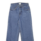 H&M Womens Relaxed Blue Denim Raw Hem Wide-Leg Jeans W27 L27 Relaxed Fit
